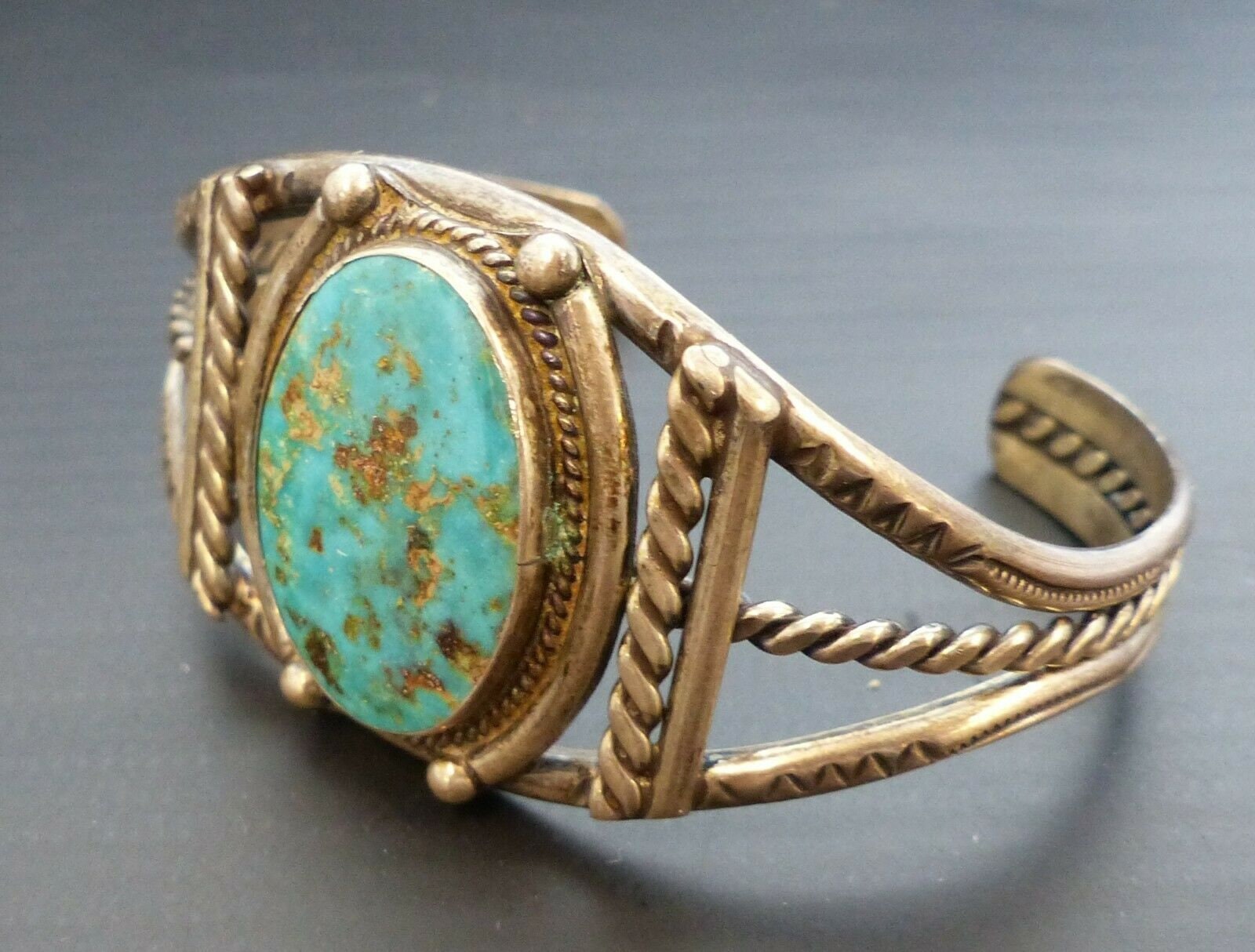 OLD Pawn Turquoise Sterling Silver Cuff Bracelet Signed - Etsy