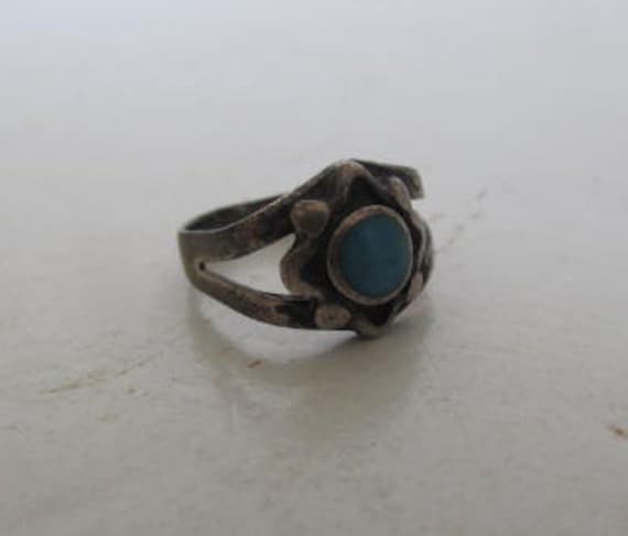 Child size Bell Trading Post Turquoise ring Sterl… - image 1