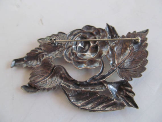 Art Nouveau Brooch Silver Floral Brooch Victorian… - image 4