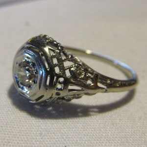 sz 5.5 Lovely Edwardian Diamond Ring White Gold European Diamond Antique Art Deco Wedding Rings Victorian Edwardian Wedding Ring Engagement