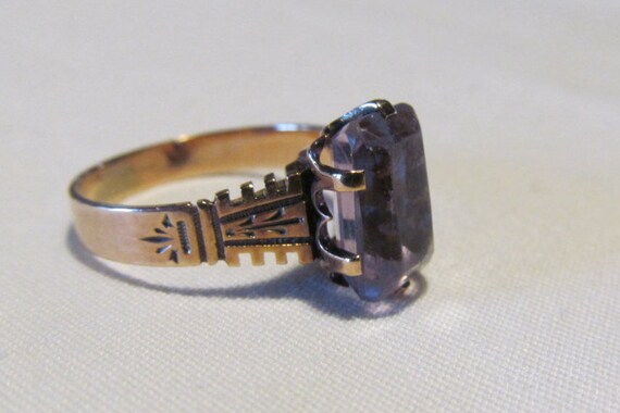 Purple Amethyst Ring sz 6.25 Antique Victorian Ro… - image 2