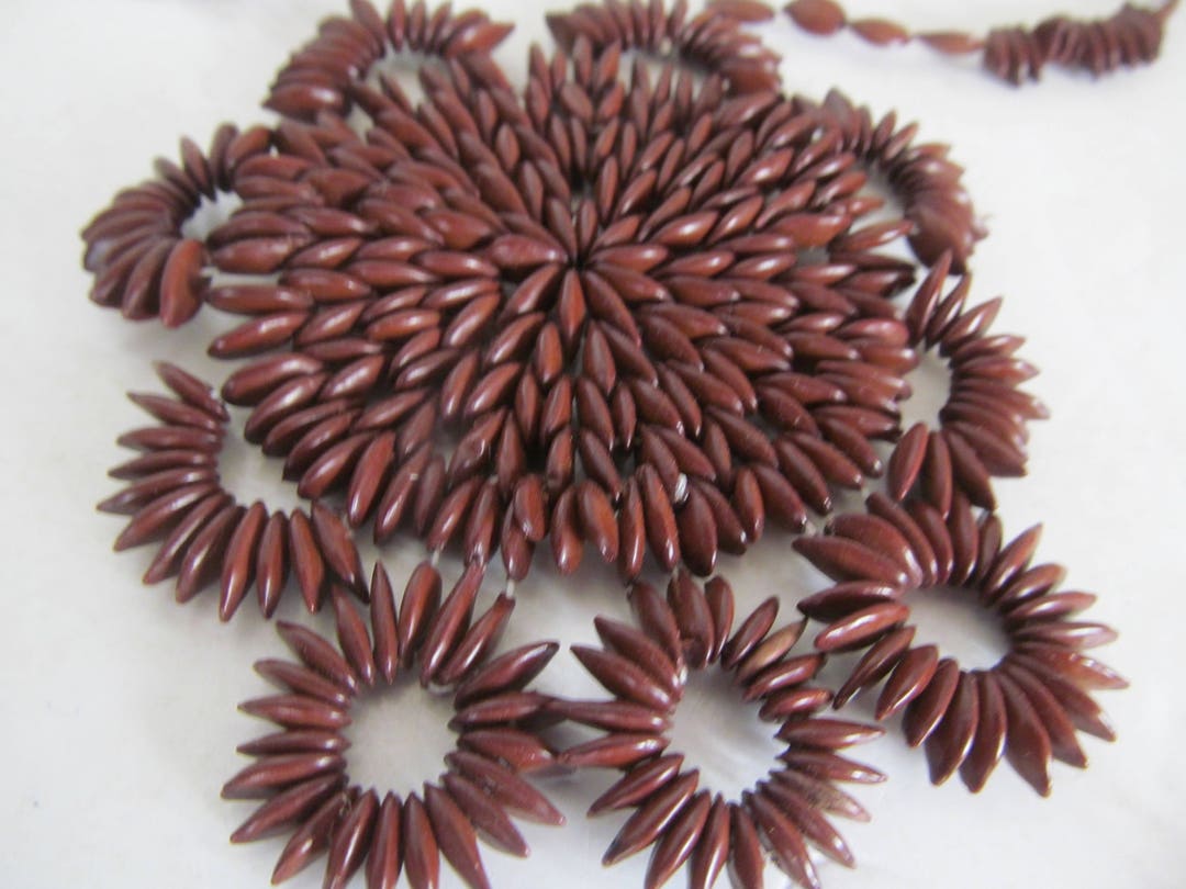 1960s Appleseed Necklace Apple Seed Jewelry Hand Beaded Necklace Bohemian Jewelry Vegan Necklace