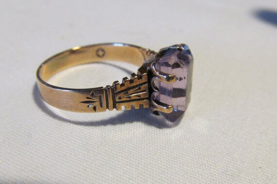 Purple Amethyst Ring sz 6.25 Antique Victorian Ro… - image 3