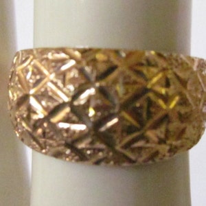 Wide Gold Ring sz 7 1/2 10K Yellow Gold Bands YG Ring Designer Signed Gold Wedding Band 10K sz 7.5 Wide Gold Band Ring Minimalist Ring