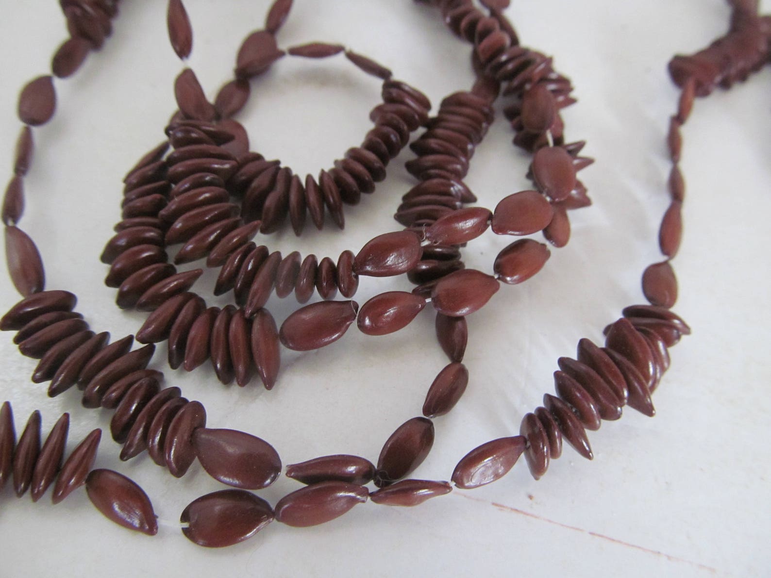 1960s Appleseed Necklace Apple Seed Jewelry Hand Beaded Necklace Bohemian Jewelry Vegan Necklace