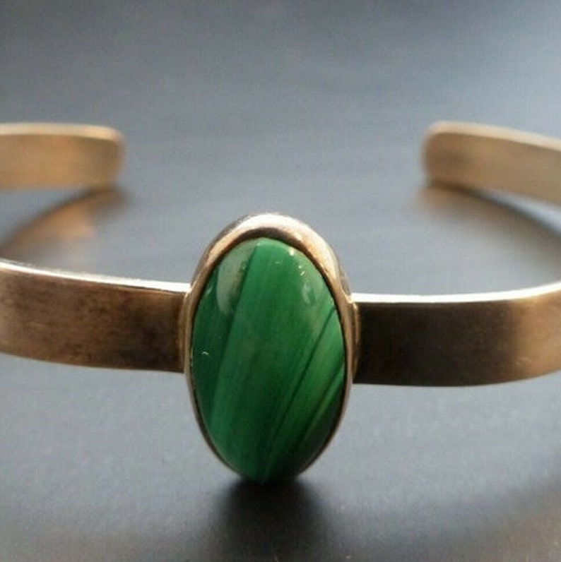 VTG Malachite Cuff Bracelet Sterling Silver Southwestern Cuff Etsy
