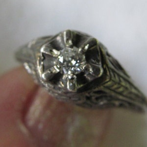 Antique Wedding Ring Art Deco Diamond Ring Filigree Sterling Silver Natural Diamond Ring  Victorian Wedding Ring Engagement Ring Edwardian