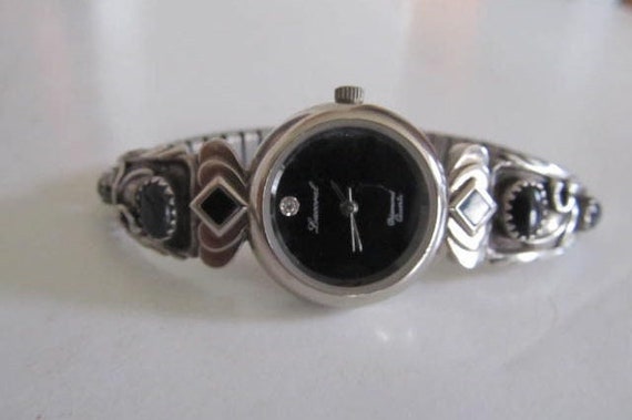 Diamond Quartz Navajo Watch Black Onyx Watch Bracelet  display picture 3