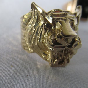 10K Mens Gold Lion Ring sz 10 Tiger Rings Lion Head Ring with Teeth Ring Men Lion Ring Gold Tiger Ring Fathers Day Gift Idea For Him