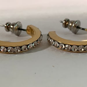 Minimalist Hoops Bling Wedding Earrings Formal Gold Hoop Earrings with Cz 1980s High Fashion Gold Earrings Clear Rhinestone Hoop Earrings