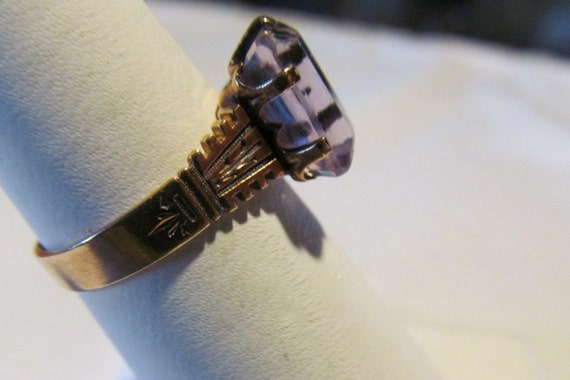 Purple Amethyst Ring sz 6.25 Antique Victorian Ro… - image 5