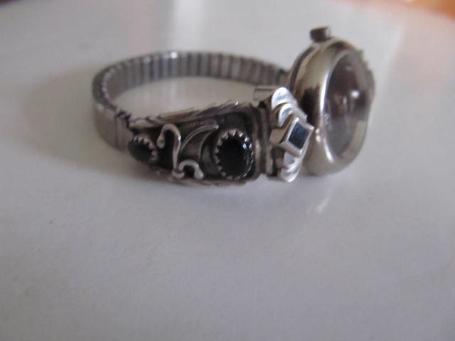 Diamond Quartz Navajo Watch Black Onyx Watch Bracelet  display picture 1