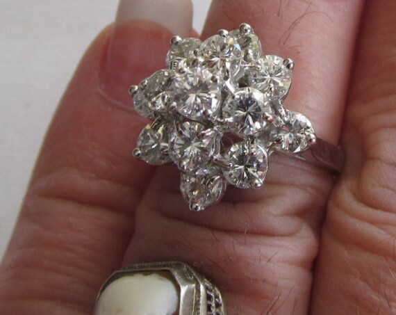 2.5 carat Real Diamond Ring 14kt White Gold Diamo… - image 4