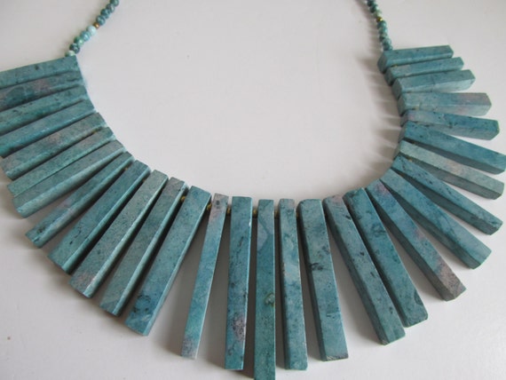 Blue Charm Necklace Blue Bib Necklace Chunky Feminine Necklace Blue Bold Necklace Statement Necklace Large Turquoise Necklace