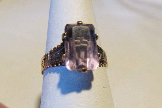 Purple Amethyst Ring sz 6.25 Antique Victorian Ro… - image 4