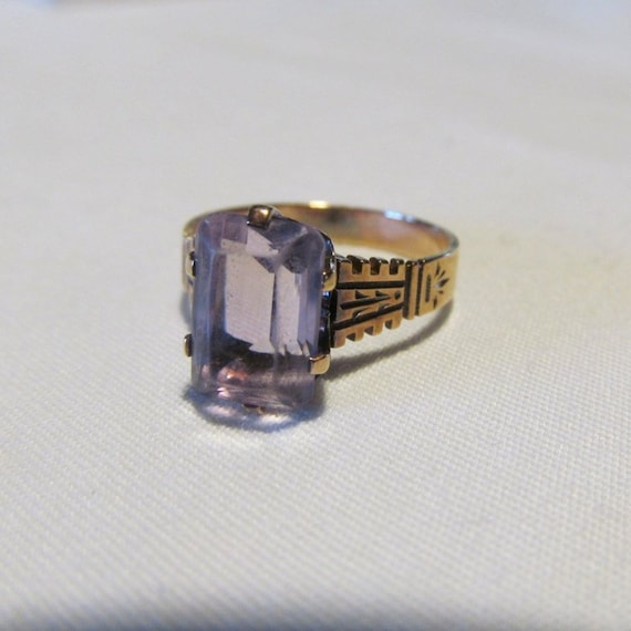 Purple Amethyst Ring sz 6.25 Antique Victorian Ro… - image 1
