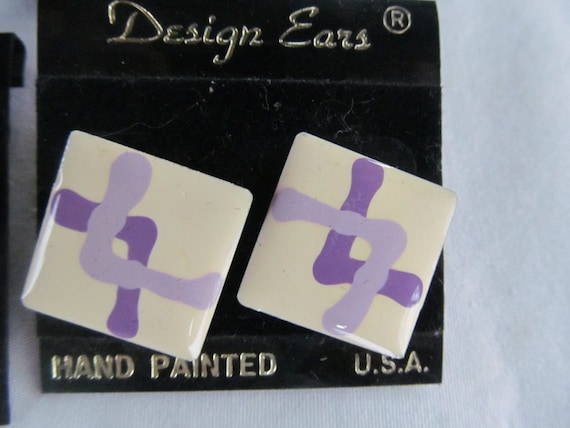 Lavender Jewelry stud earrings Purple Enamel Earrings Lavender Earrings 80s Jewelry NOS Psychedelic Jewelry Purple Jewelry Purple studs
