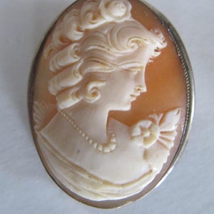 Sterling Silver Cameo Pendant Carved Shell Cameo Necklace Pendant Brooch Silver Cameo Brooch Sterling Cameo Pendant Brooch Combination