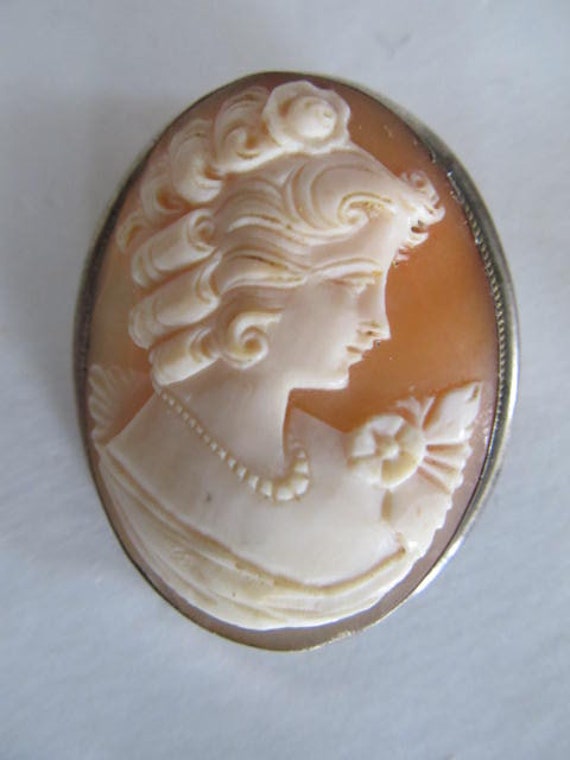 Sterling Silver Cameo Pendant Carved Shell Cameo N