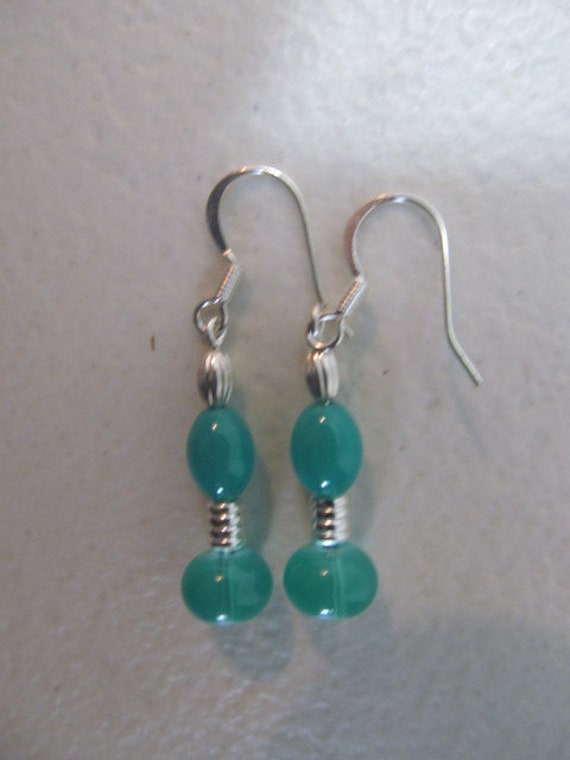 Green Aventurine Stone Earrings Minimalist Green … - image 1