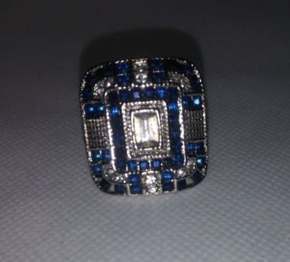 Stunning Art Deco Blue Sapphire Diamonds Edwardia… - image 2