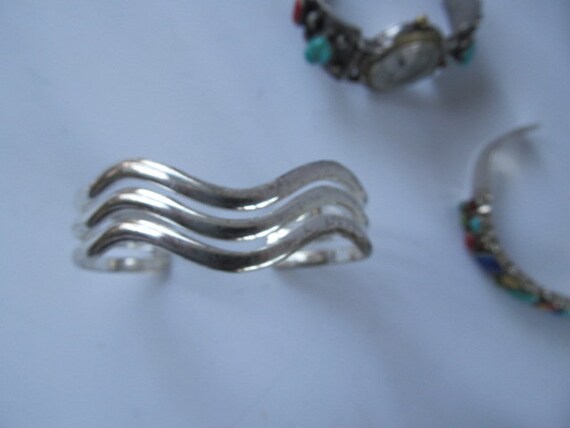 Wave Sterling Silver Cuff Bracelet Modernist Ster… - image 2