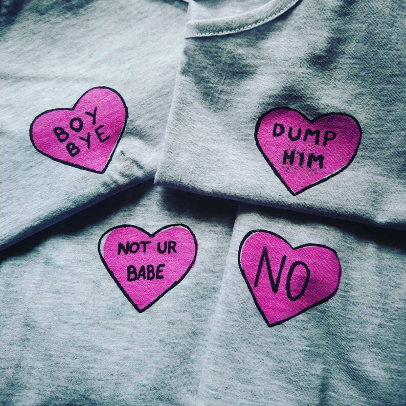 no means no screenprinted cute pink femme vibes alternative clothing no heart tshirt