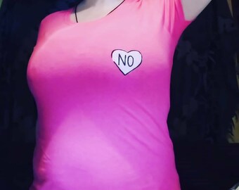 no means no screenprinted cute pink femme vibes alternative clothing no heart tshirt