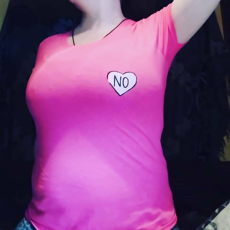 no means no screenprinted cute pink femme vibes alternative clothing no heart tshirt