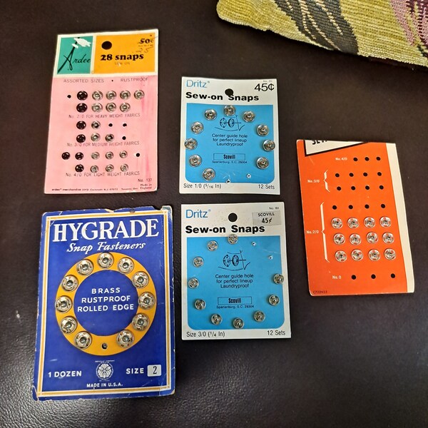 Vintage Snaps on Cards Etsy