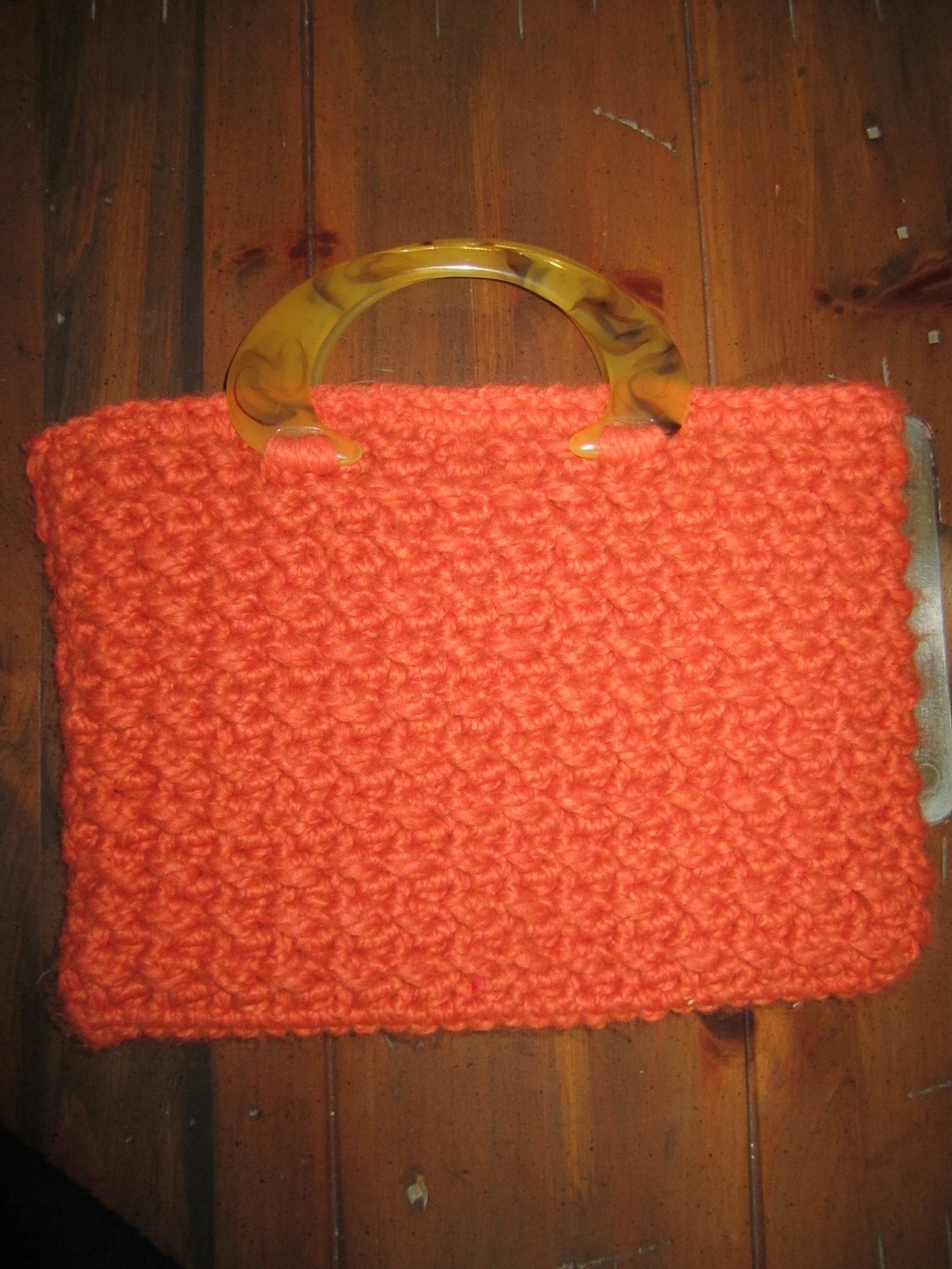Orange Crochet Textured Bag Etsy