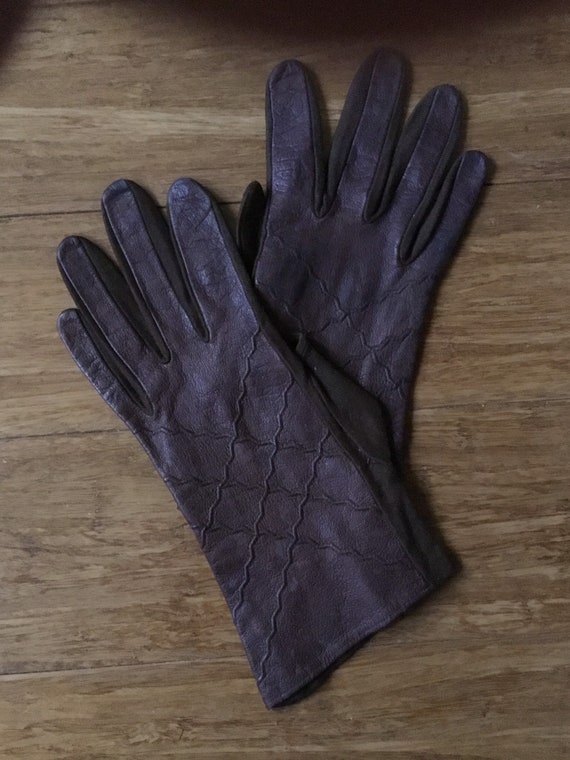 Vintage Brown Leather Gloves - image 1