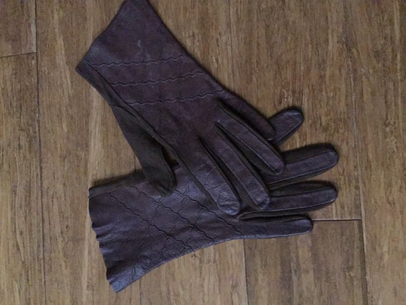 Vintage Brown Leather Gloves - image 3