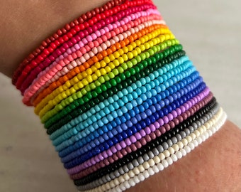 Seed bead bracelet - Elastic seed bead bracelets - 24 colour choices - Choose your colour and quantity - 2mm seed beads