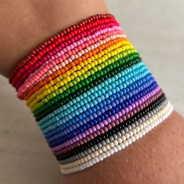 Seed bead bracelet - Elastic seed bead bracelets - 24 colour choices - Choose your colour and quantity - 2mm seed beads