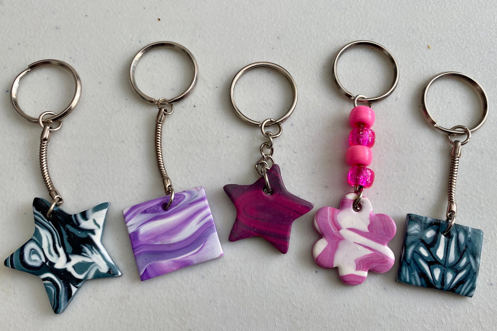 Handmade Polymer Clay Shape Keyring Keychain Various Etsy