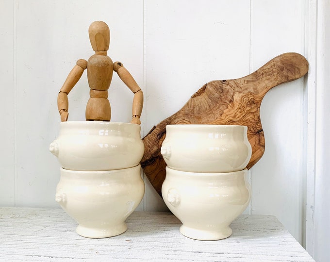 4 Emile Henry Bowl Au Gratin Onion Soup Set of Four Bowls Cream Lion