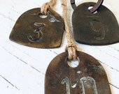 One Vintage Cow Tag Brass Number Only 3 Is Available Cattle Tag Farm Animal Ranch ID Tag