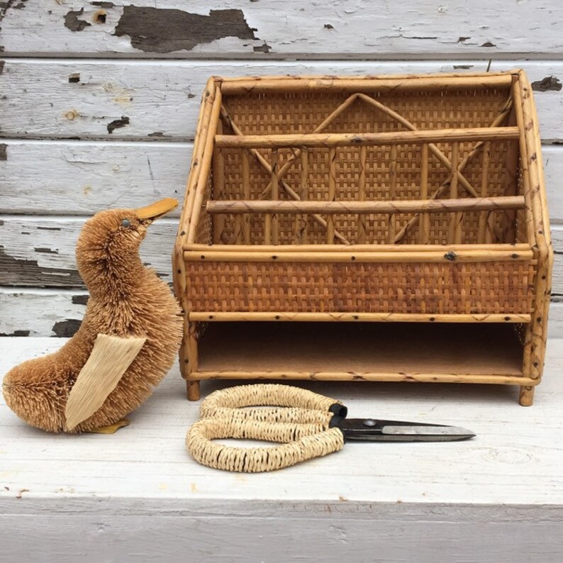 Rattan Desk Organizer And Keepsake Box Set Of 2 Bamboo Etsy