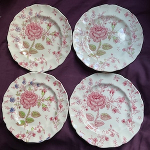 4 x Johnson Bros Vintage Rose Chintz Tea Plates 6.5” Diameter