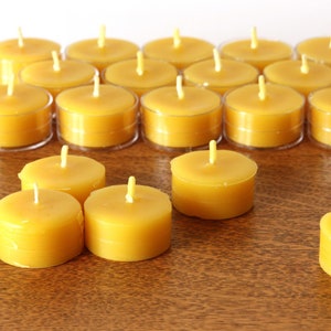 Beewax Candles - 100% Pure Beeswax Tealight Refills -- 50 Pack -- Refills without the Cups!  Free Shipping