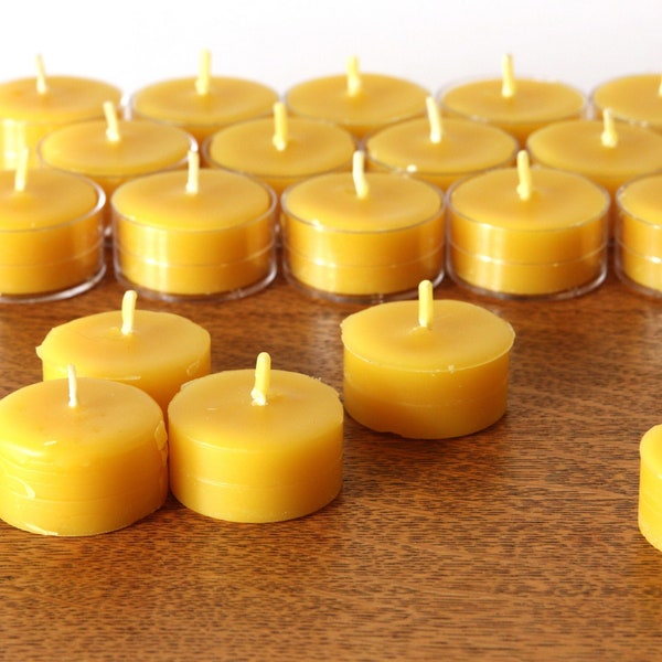 Beeswax Candles - 100% Pure Beeswax Tealight Refills -- 24 Pack Refills without the Cups! -- Free Shipping