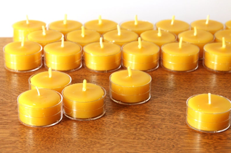 Beeswax Candles 100% Pure Beeswax Tealights 24 Pack Free Shipping image 1