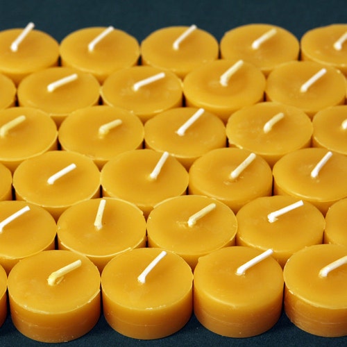 Beeswax Candles 100 Pure Beeswax Tealight Refills 24 Etsy
