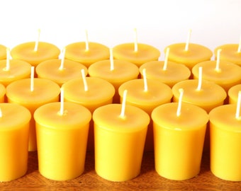 Beeswax Candles - 100% Pure Beeswax Votive Candles -- 6 Pack - Free Shipping