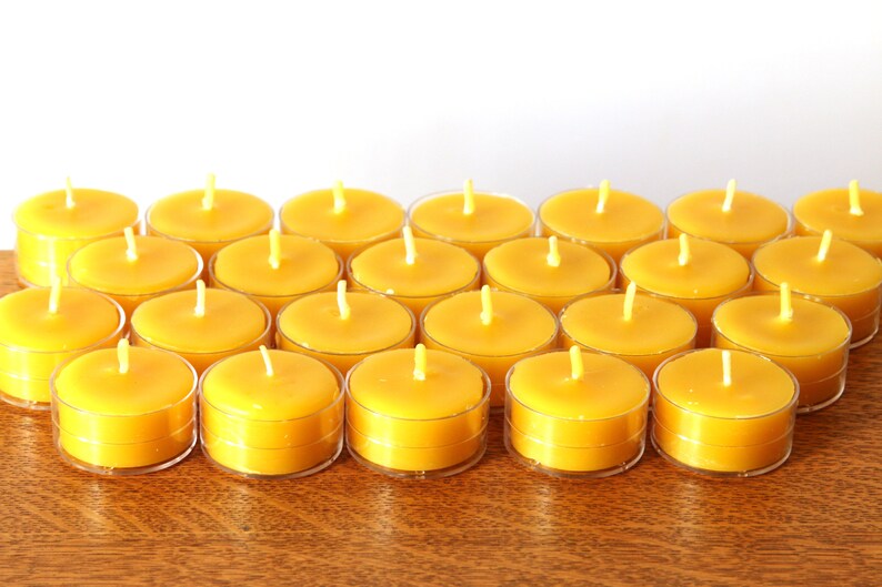 Beeswax Candles 100% Pure Beeswax Tealights 24 Pack Free Shipping image 2