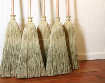 Combo Pack - Shaker Authentic 1878 -- Vintage Corn Broom Set -- Original Full Size and Kitchen Size in One Box