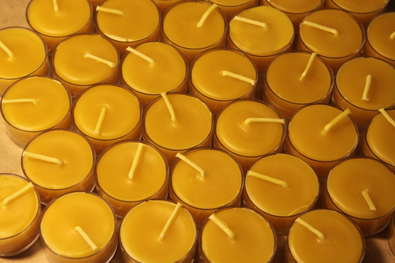Beeswax Candles 100 Pure Beeswax Tealights 24 Pack Etsy
