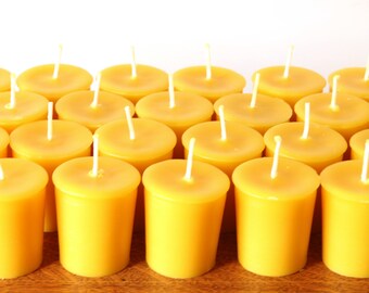 Beeswax Candles - 100% Pure Beeswax Votive Candles -- 70 Pack  -- Large 2 oz. Votives -- Free Shipping