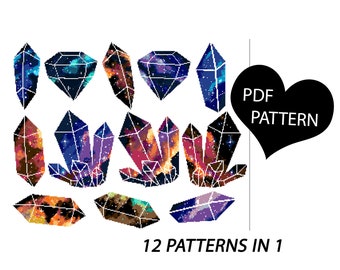 Galaxy Crystal Cross Stitch Patterns 12 in 1 PDF Pattern Nebula Space Telescope Astronomy Wiccan X-Stitch